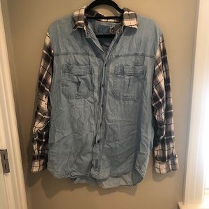 LF Furst of a Kind Denim and Flannel Button Up Top